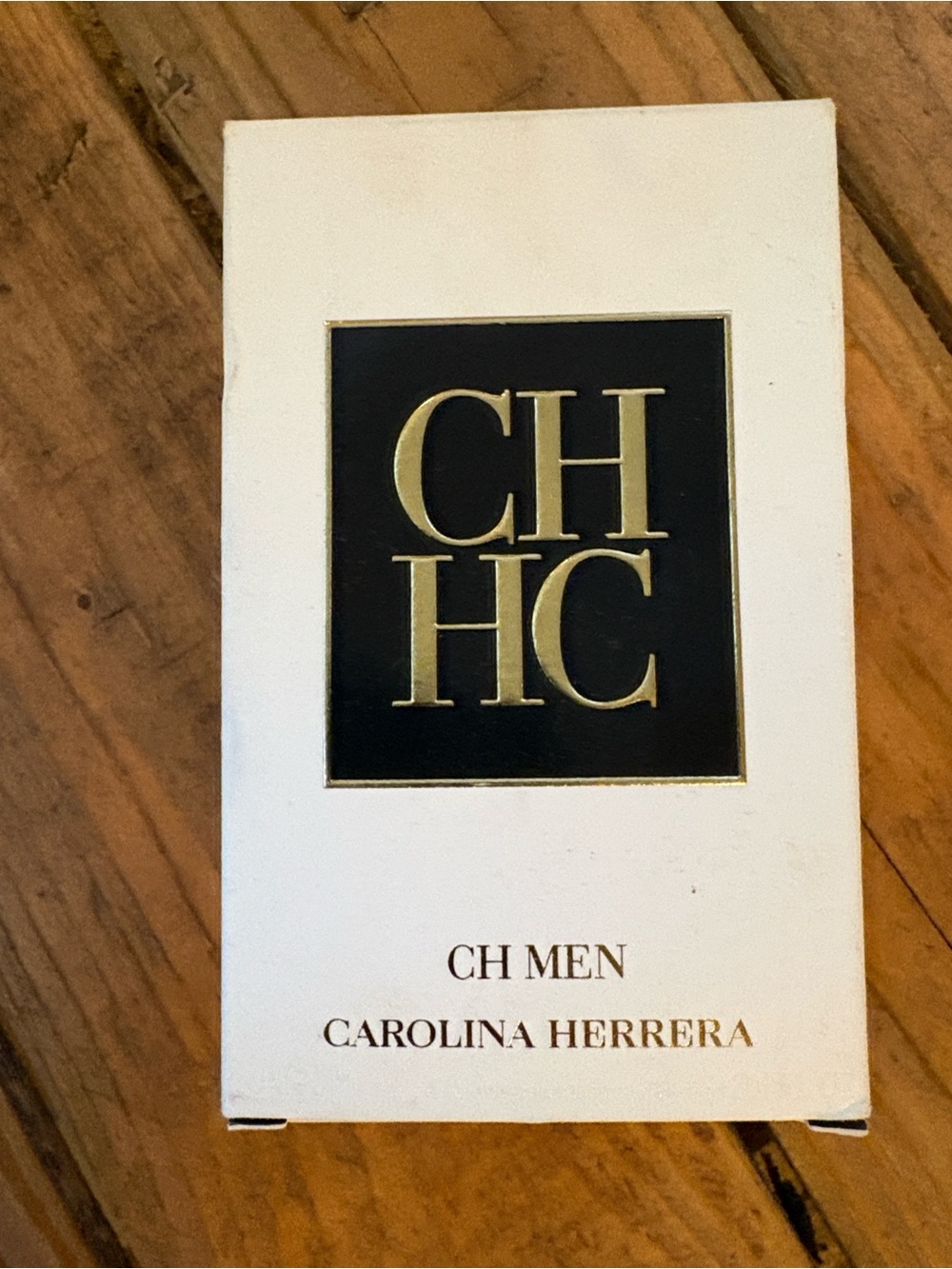 Carolina Herrera CH Men Black Leather Bottle with Gold Cap and Red Stitching - Picture 2 of 2